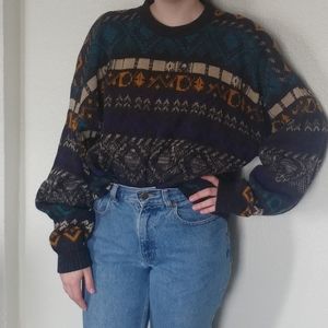 Vintage Oversized Knit Colorwork Dad Ugly Sweater